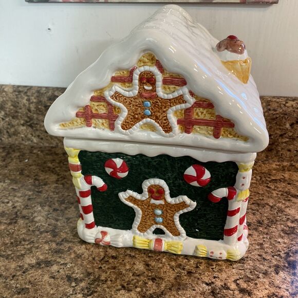 Vintage World Bazaars Gingerbread House Christmas Cookie Jar - Picture 3 of 12